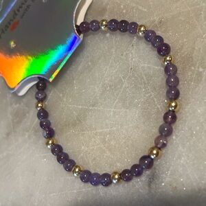 Amethyst beads bracelet with gold filled size 61/2” long